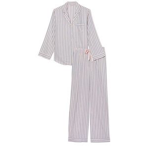 Victoria’s Secret Flannel Stripe Pijama Set - pink and blue w/ metallic gold XL